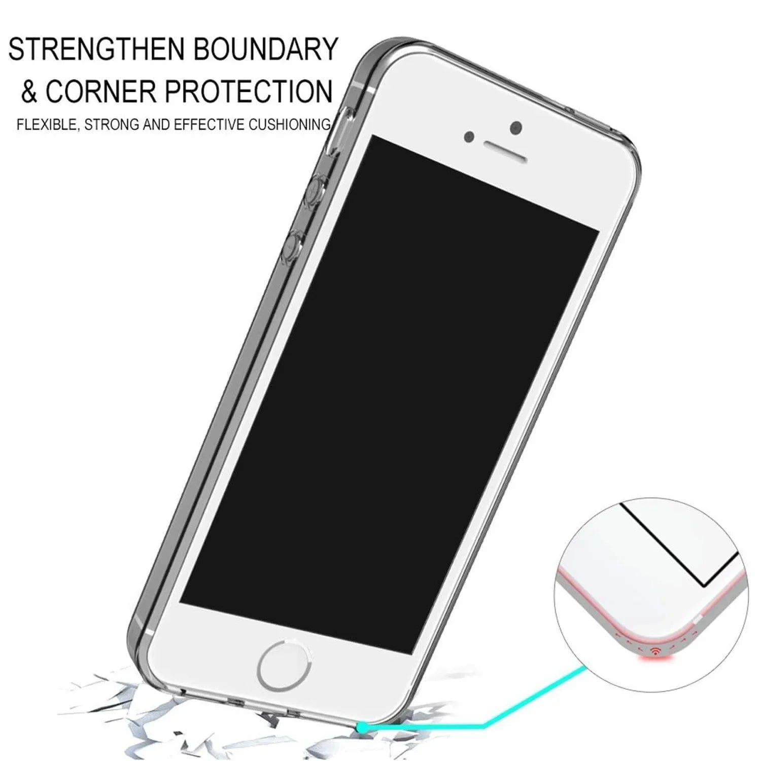 Funda Silicona Transparente para iPhone 5, 5S, SE, 7 y 8