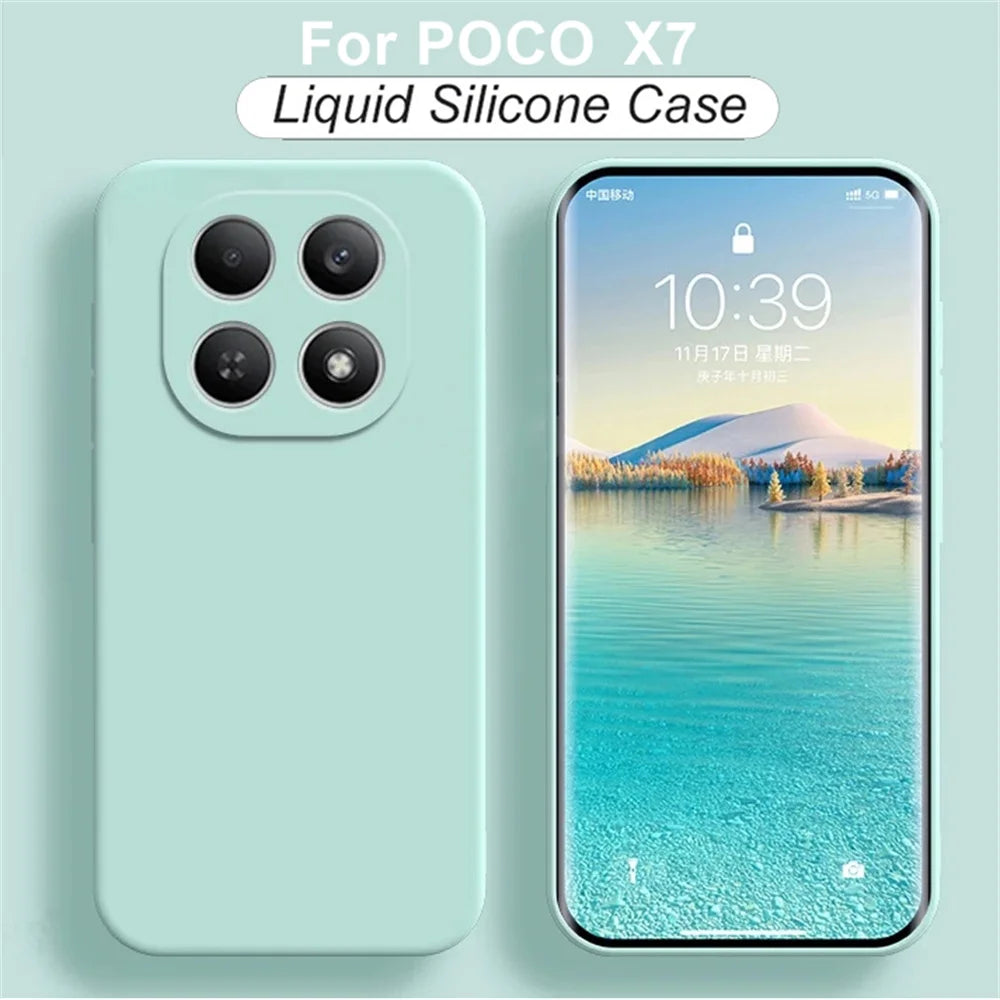 Funda Silicona Líquida Suave con Protección de Cámara para Xiaomi POCO X7