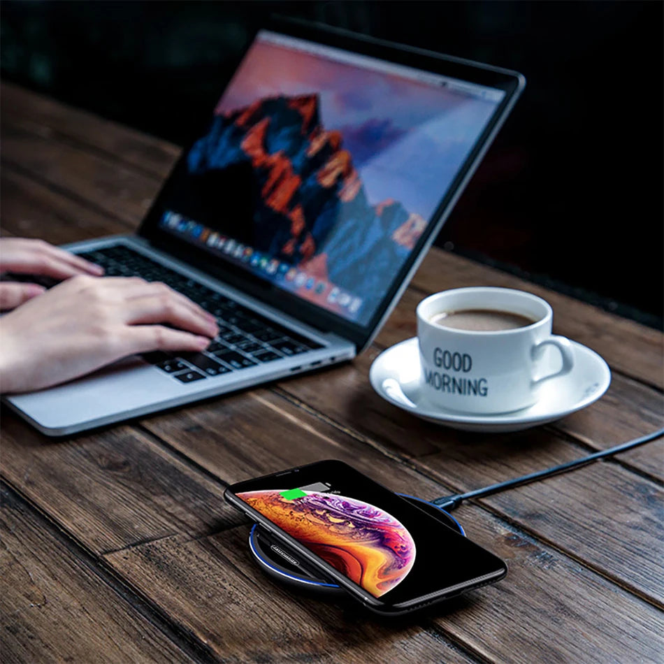Cargador Inalámbrico Rápido para iPhone y Samsung